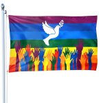 Mevronisshop - drapeau peace 90x150cm, arc - en - ciel peace, drapeau de la paix avec colombe, pour d�coration ...