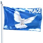 Mevronisshop - drapeau peace 90x150cm, colombe de la paix, id�al pour d�coration ext�rieure int�rieur ...
