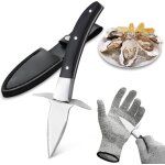 Mevronisshop - ensemble de 2 couteau a huitre avec tui - couteau a huitre avec lame en acier inoxydable ...