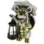 Mevronisshop - figurine de jardin en forme de dragon avec lanterne solaire + parapluie