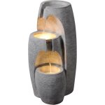 Mevronisshop - fontaine moderne 3 niveaux cascade exterieure led douce reglable urne decorative gris