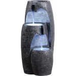Mevronisshop - fontaine moderne 3 niveaux cascade exterieure led douce reglable urne decorative noir