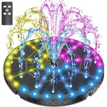 Mevronisshop - fontaine solaire 6w avec t�l�commande, 54 leds lumi�res color�es et 4000mah batterie, ...