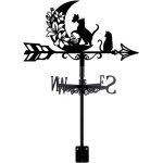 Mevronisshop - girouette de jardin exterieur de jardin chat et lune girouettes en mtal chat noir direction ...