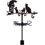 Mevronisshop - girouette de jardin exterieur chat pour montage sur toit piquet de jardin animal vintage ...
