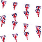 Mevronisshop - guirlande de fanions union jack de 20 m de long avec 50 drapeaux triangulaires pour le ...