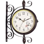 Mevronisshop - horloge de gare double face style rtro vintage pour gare, couloir, jardin, salon, couleur ...