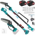 Mevronisshop - lagueuse sur perche 2 - en - 1 sans fil, mini tron�onneuse 6 pouces avec 2x batteries ...