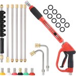 Mevronisshop - lance de nettoyage haute pression 5000 psi, pistolet avec 6 extensions et 2 tiges courbes, ...