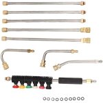 Mevronisshop - lance de nettoyeur haute pression, extension t�lescopique avec 5 tiges droites, 3 tiges ...