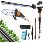 Mevronisshop - litheli 2 - en - 1 elagueur sur perche et taille haie sans fil, batterie 2, 0 ah, lame ...