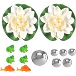 Mevronisshop - mini bassin d�coratif, 4 mini grenouilles, 2 carpes ko�, 2 fleurs de lotus flottantes ...