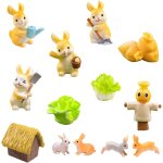 Mevronisshop - mini lapin figurine 14 pi�ces, miniature figurine lapin en r�sine lapin de paques petit ...