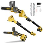 Mevronisshop - mini tronconneuse a batterie 2 - en - 1 elagueuse sur perche, brushless, coupe branche ...