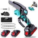 Mevronisshop - mini tron�onneuse, avec batterie 4000 mah, 6 pouces tron�onneuse electrique sans fil avec ...