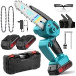 Mevronisshop - mini tronconneuse a batterie 6000mah, 6 pouces tron�onneuse electrique sans fil, elagueuse ...