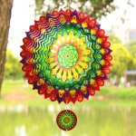 Mevronisshop - moulin a vent 3d mandala 30, 5 cm en acier inoxydable d�coup� au laser mandalas art starburst ...