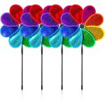 Mevronisshop - moulin a vent, 4 pi�ces moulin � vent jardin, 30cm eolienne de jardin, paillettes � huit ...