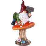 Mevronisshop - nain de jardin d�coratif sur champignon en r�sine - jolie plaque de bienvenue pour la ...