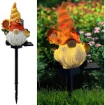 Mevronisshop - nain de jardin  nergie solaire, statue de nain d'extrieur avec tournesols et oiseaux, ...