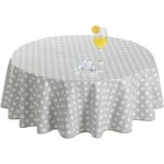 Mevronisshop - nappe ronde 120cm pois gris et blanc, exterieur 100% impermeable jardin anti - taches ...