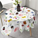 Mevronisshop - nappe ronde anti tache 150 cm, table enduite fleurie, extérieur imperméable en polyester, ... Mevronisshop - nappe ronde anti tache 150 cm, table enduite fleurie, extérieur imperméable en polyester, ...