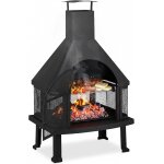 Mevronisshop - noir chemin�e de terrasse avec grill, protection contre etincelle, tisonnier, massif, ...