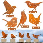 Mevronisshop - oiseaux rouills 5pcs metal bird impermables jardin yard art metal birds rutilisable ...