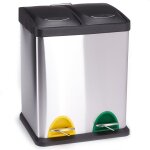 Mevronisshop - poubelle  pdale tri slectif inox 16l - 2 bacs amovibles de 8l - design moderne, silencieuse ...
