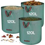 Mevronisshop - sac jardin dechets verts resistant, 3 x 120 l sac vegetaux jardin avec poignes, pliables ...