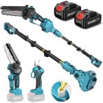 Mevronisshop - seesii p6 combo 6 pouces mini tronconneuse avec perche & 33 mm secateur electrique, 4 ...
