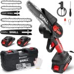 Mevronisshop - shall mini tron�onneuse portable, moteur sans balais 21 v, 2 batteries � charge rapide, ...