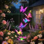 Mevronisshop - solaires papillon carillon eoliens exterieur, multicolore, etanche, papillons solaires ...