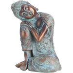 Mevronisshop - statue bouddha couch 23cm, dcoration zen en rsine antique, statue mditation pour maison ...