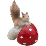 Mevronisshop - statue d'�cureuil en r�sine avec champignon d�coration de jardin ext�rieur figurine animale ...