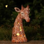 Mevronisshop - statue de girafe solaire pour jardin et ext�rieur - d�coration de jardin etanche en r�sine ...