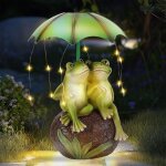 Mevronisshop - statue de jardin en forme de grenouille solaire, figurine grenouille r�sine etanche avec ...