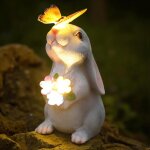 Mevronisshop - statue de lapin solaire - dcoration extrieure - figurine de lapin  nergie solaire ...