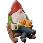 Mevronisshop - statue de nain de jardin buvant du caf�, d�coration de nains de jardin a bascule, figurine ...