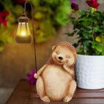 Mevronisshop - statue solaire de jardin hrisson ornament outdoor, figurine d'animal de jardin avec lumire ...