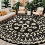 Mevronisshop - tapis de terrasse rond - diam�tre : 300 cm - r�versible - en plastique imperm�able - style ...