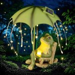 Mevronisshop - yiilead statue de grenouille solaire, grenouille rsine avec led lampes solaires, statue ...