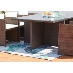 Miami 10 marron / blanc : salon encastrable 10 personnes en rsine tresse marron poly rotin