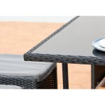 Miami 12 noir / gris : salon encastrable 12 personnes en rsine tresse noire poly rotin