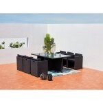 Miami 6 noir / noir : salon encastrable 6 personnes en r�sine tress�e noire poly rotin