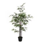 Mica decorations dans pot en plastique bambou artificielle, polyester, vert, 75 x 75 x 120 cm