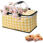 Milko - panier isotherme pliable, 26l panier de pique nique isotherme avec couvercle & poignes, panier ...
