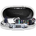 Mini - coffre de rangement portable pour voyage avec cble de scurit - blanc master lock