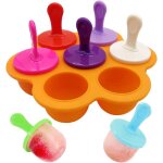 Mini moule a glace en silicone pour enfants avec 7 compartiments (orange), moule a glace pour b�b� avec ...