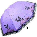 Mini parasol (violet), simple papillon en dentelle sur le c�t�, portable, r�sistant aux intemp�ries, ...